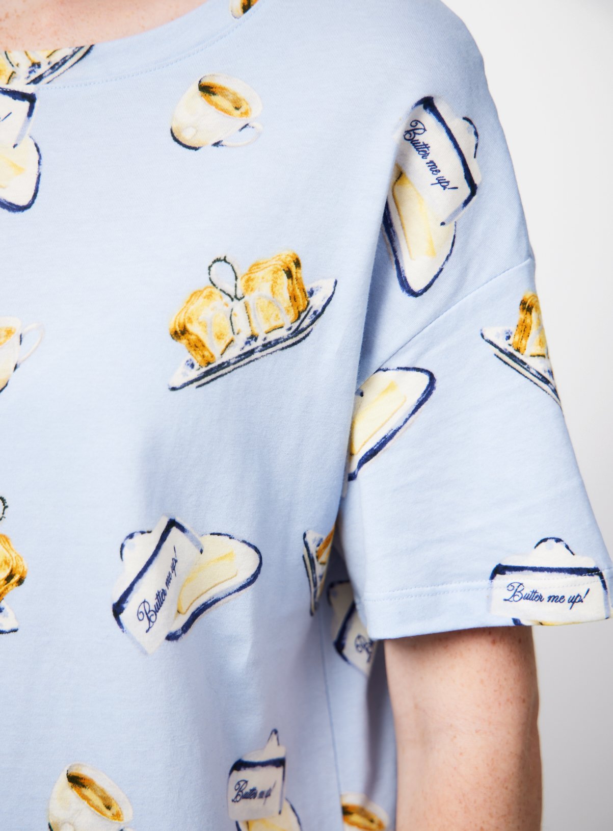 Blue Butter & Toast Print Sleep T-Shirt XXL - Image 3 thumbnail