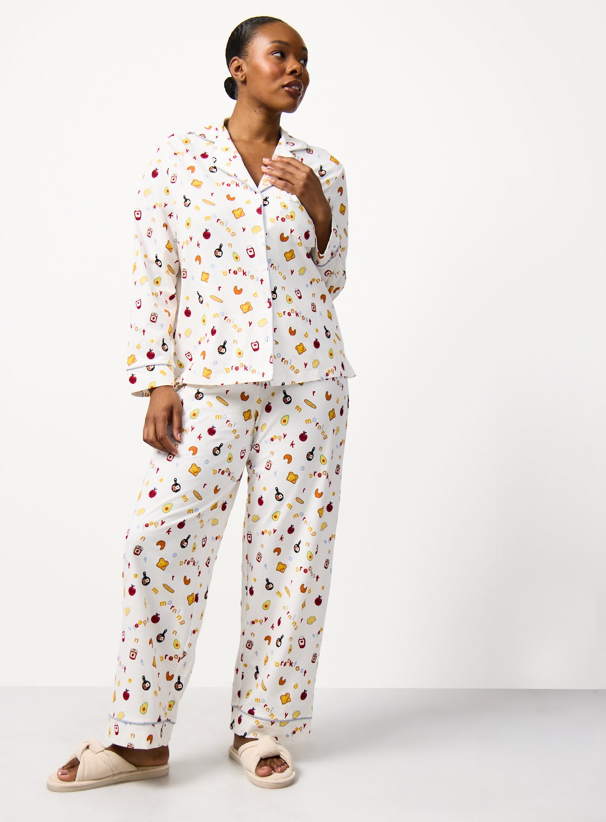 White Breakfast Print Traditional Pyjamas XXL - Image 1 thumbnail