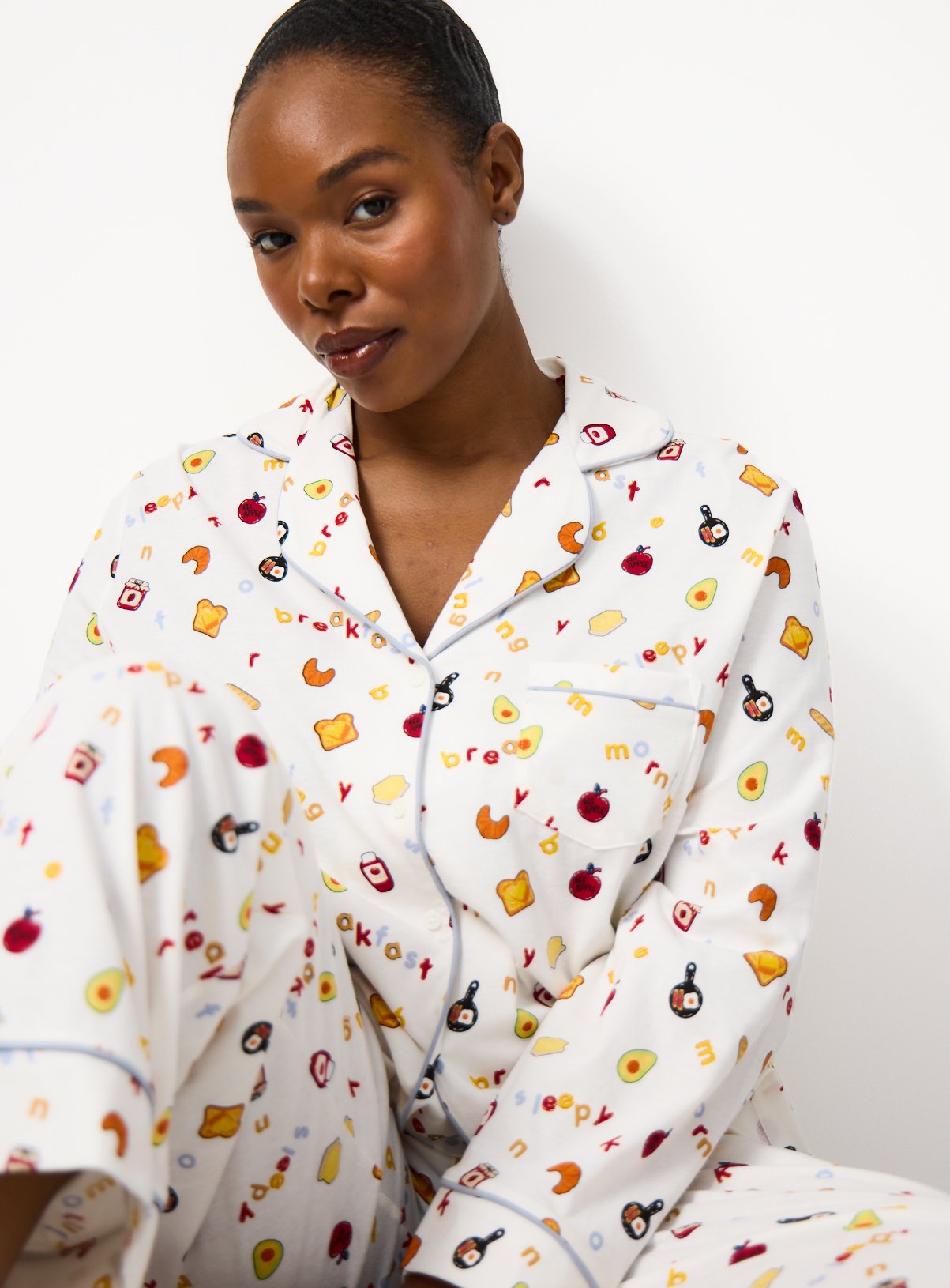 White Breakfast Print Traditional Pyjamas XXL - Image 2 thumbnail
