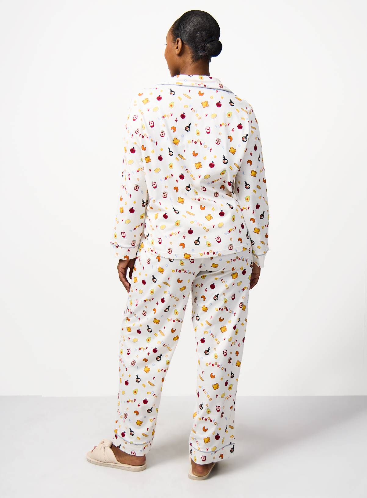 White Breakfast Print Traditional Pyjamas XXL - Image 4