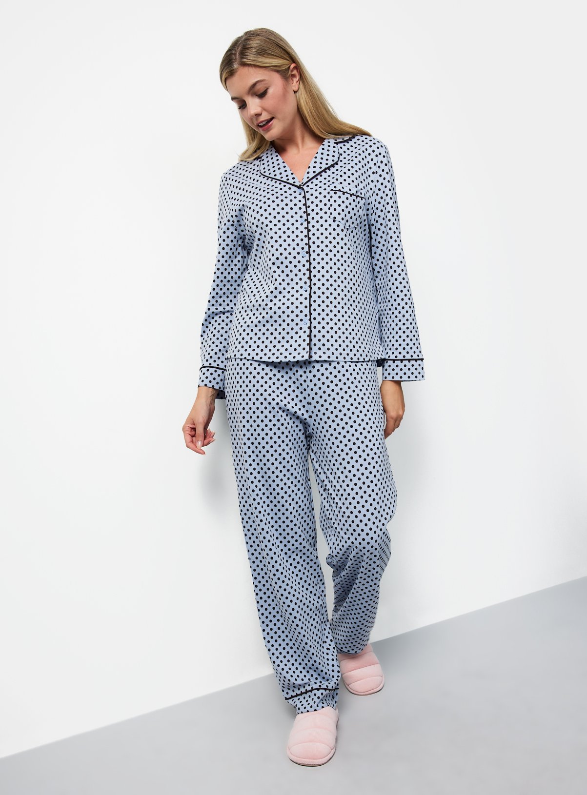 Blue & Brown Spot Traditional Pyjamas XL - Image 2 thumbnail