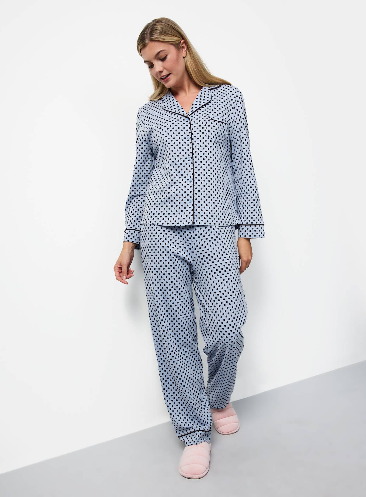 Blue & Brown Spot Traditional Pyjamas XL - Image 2