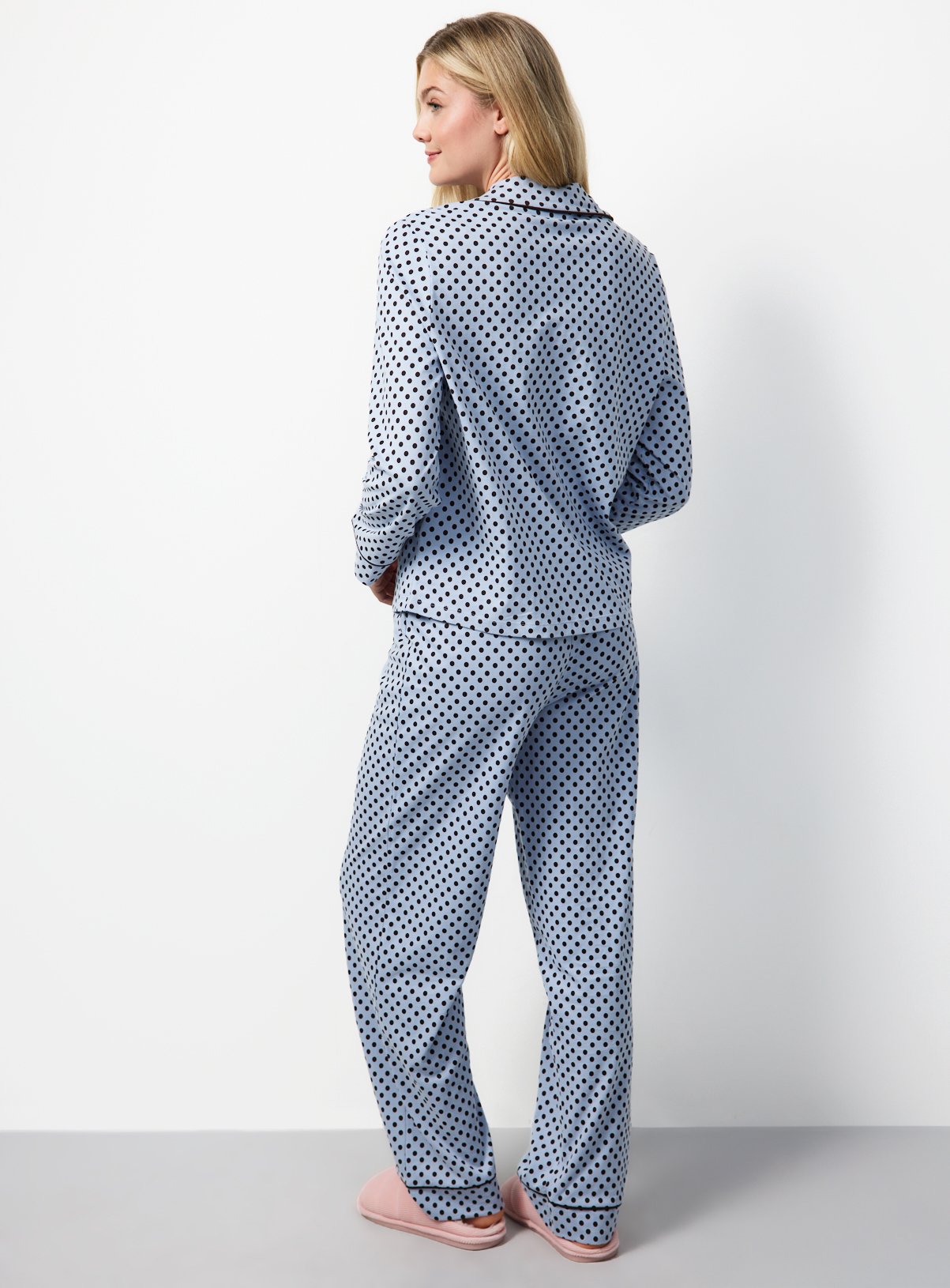 Blue & Brown Spot Traditional Pyjamas XL - Image 4 thumbnail