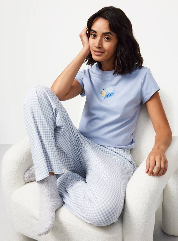 Butter Logo Baby Tee & Gingham Pyjama Bottoms S