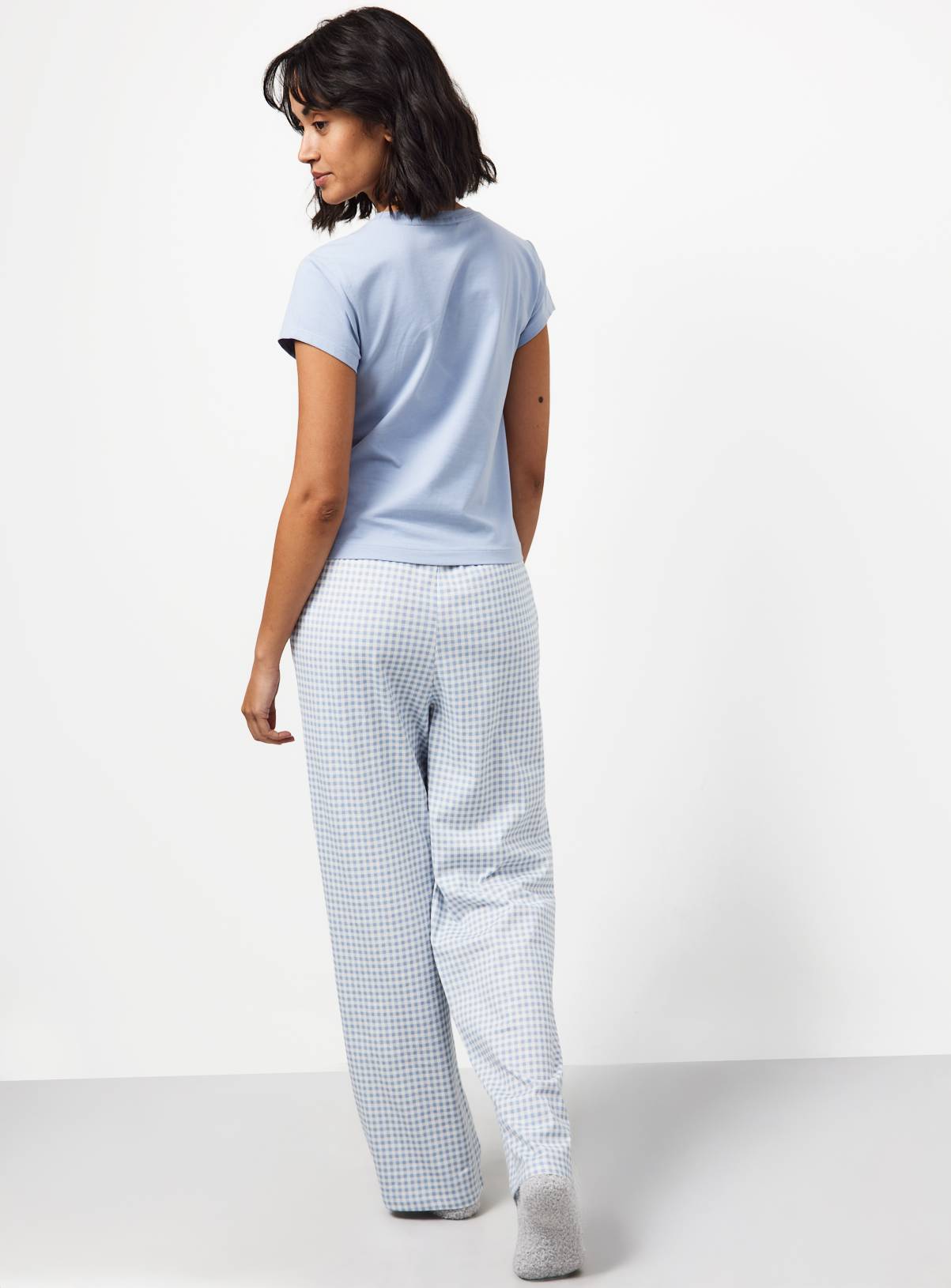 Butter Logo Baby Tee & Gingham Pyjama Bottoms S - Image 4