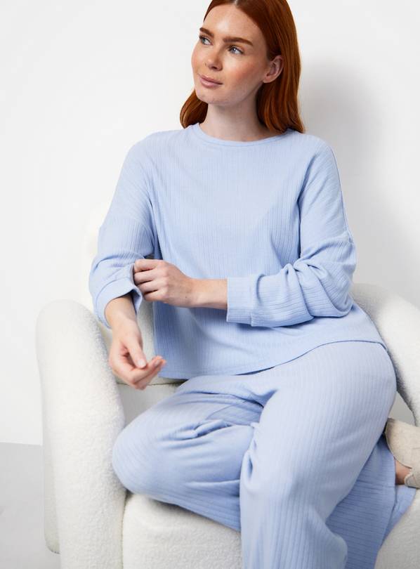 Blue Ribbed Pyjama Co-ord Bottoms M
