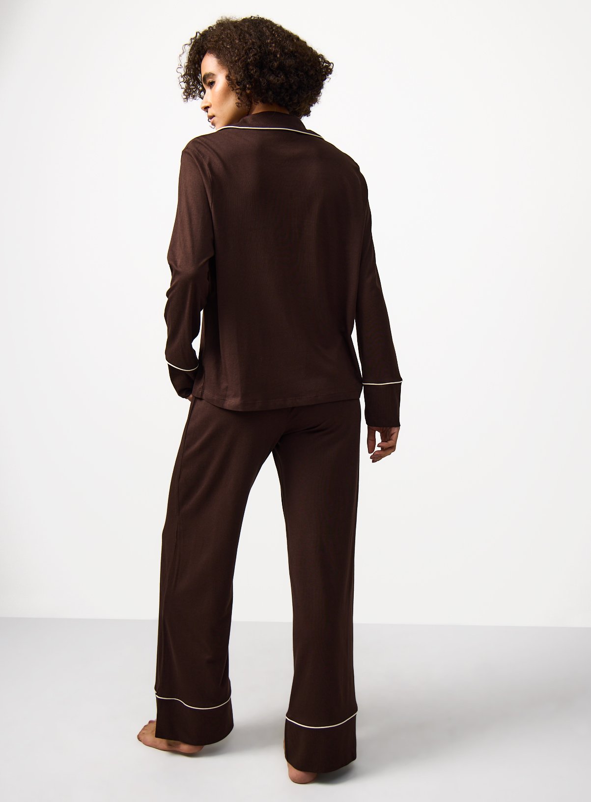 Brown Cream Piping Traditional Pyjamas XL - Image 4 thumbnail