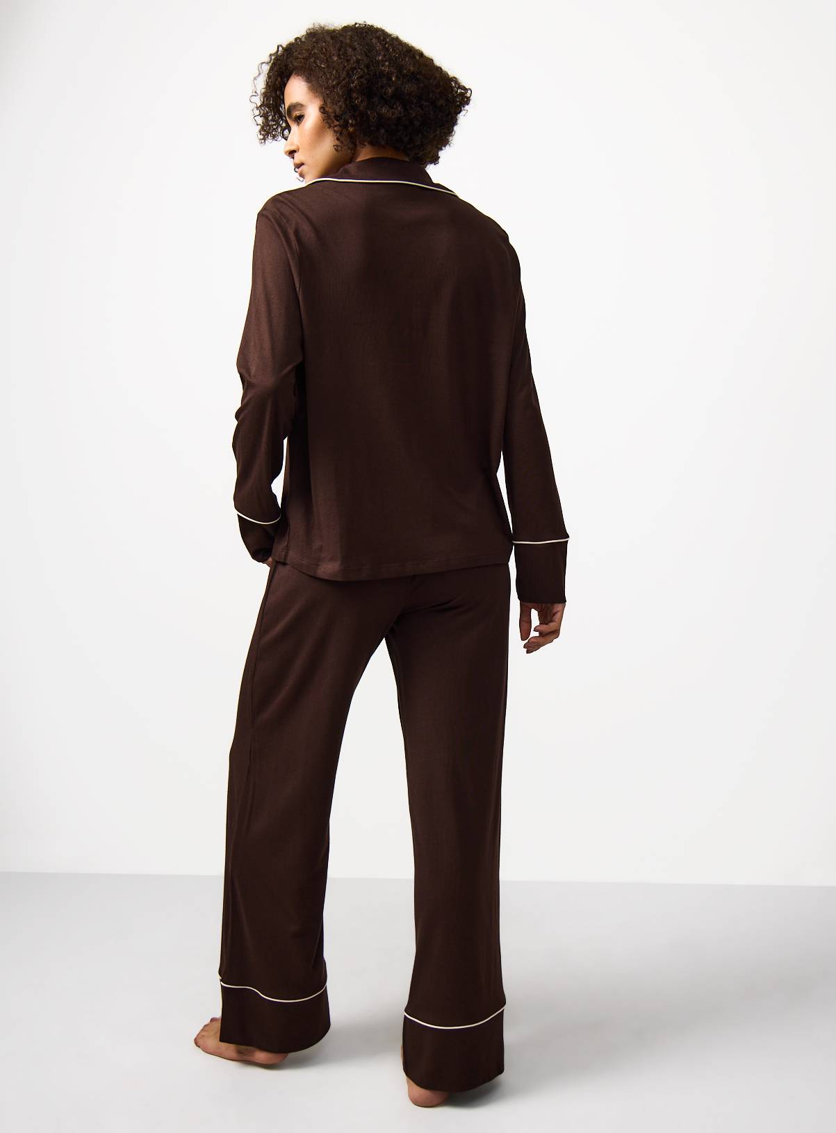 Brown Cream Piping Traditional Pyjamas XL - Image 4