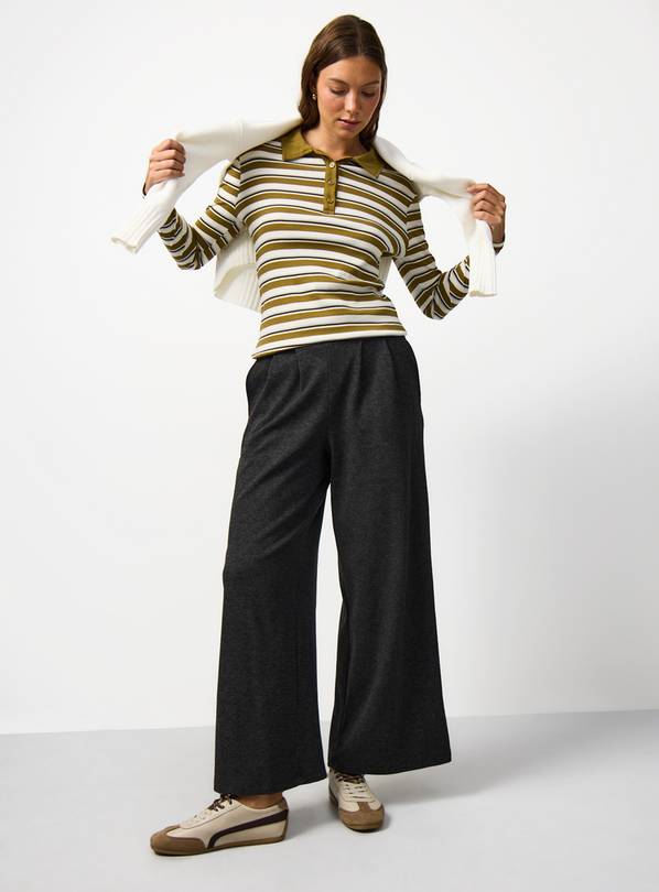 Charcoal Soft Touch Wide Leg Co-ord Trousers S