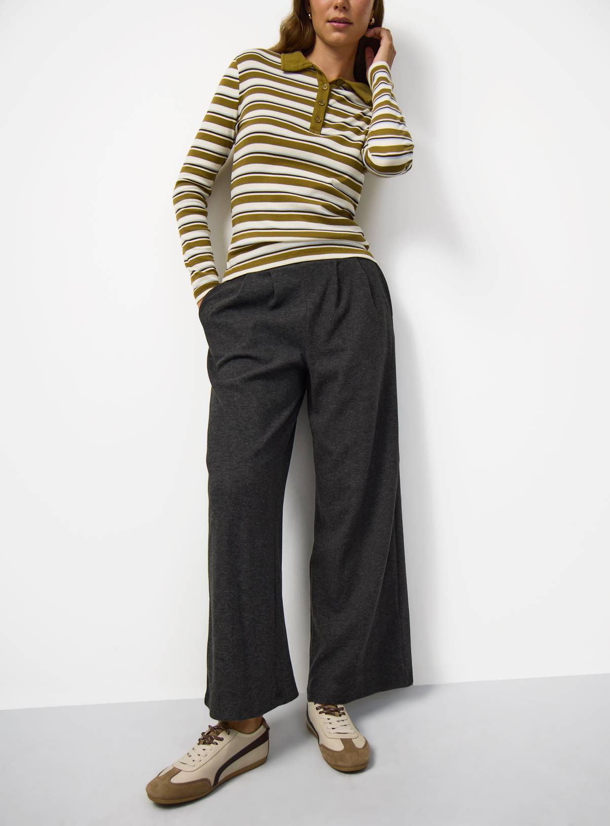 Charcoal Soft Touch Wide Leg Co-ord Trousers S - Image 2