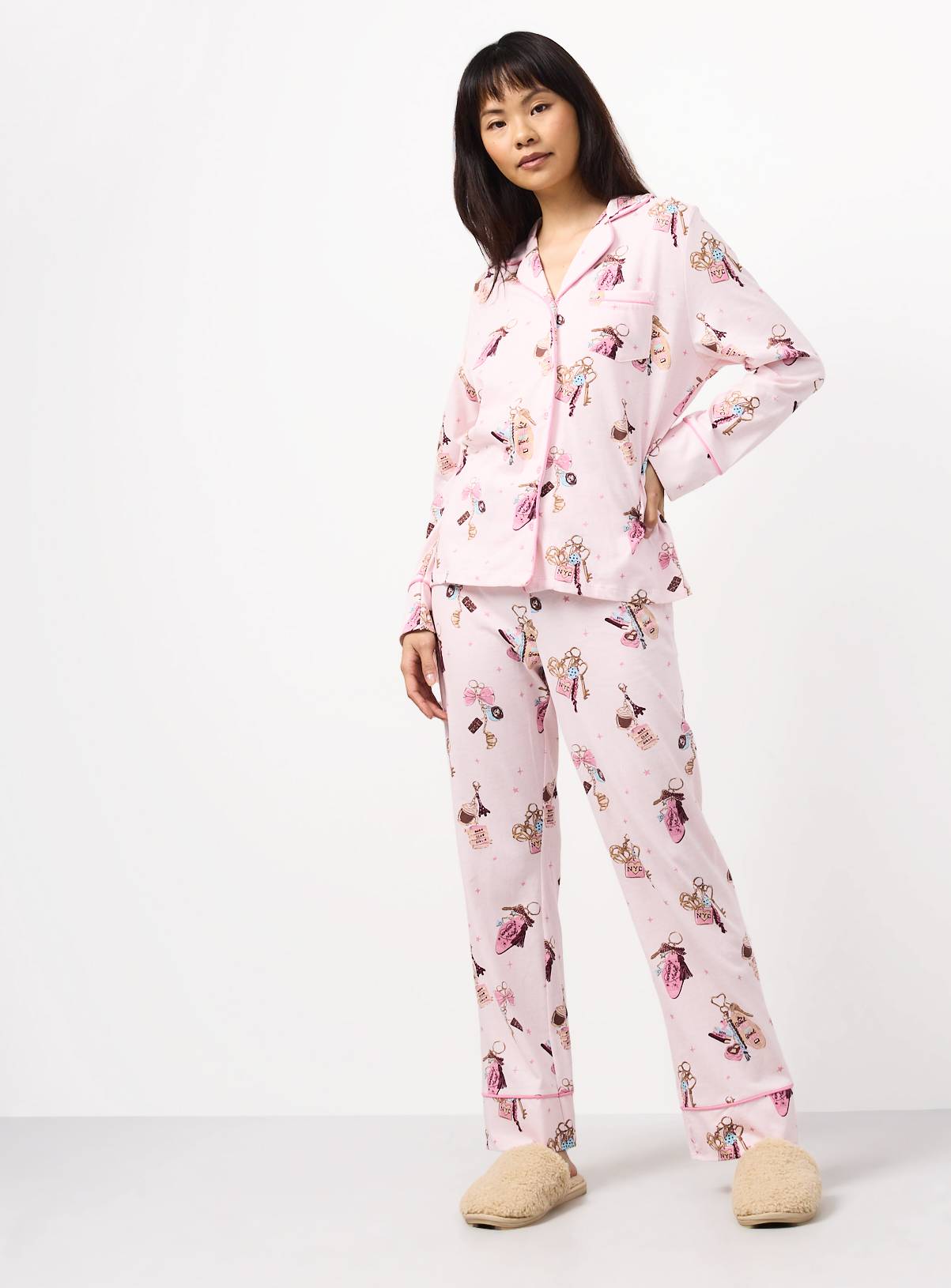 Pink Charm Print Traditional Pyjamas XL - Image 1