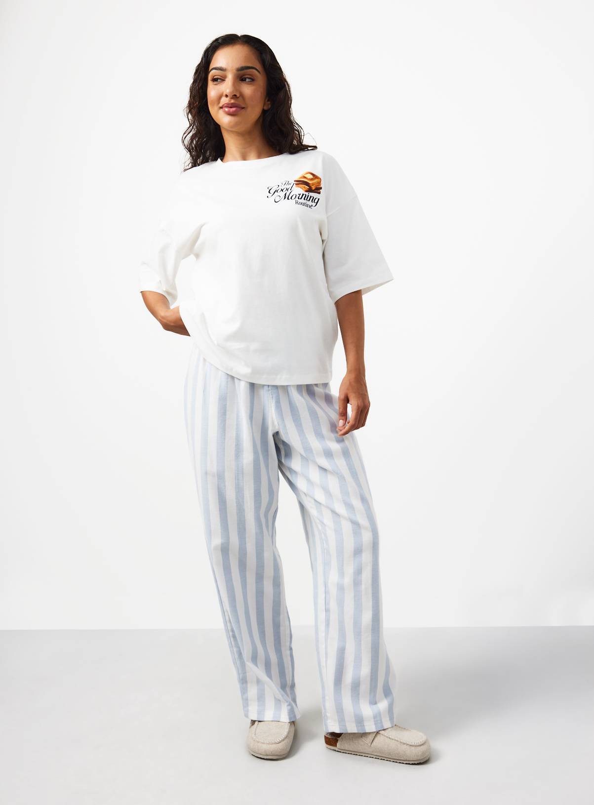 Buttery Toast Logo T-Shirt & Stripe Pyjama Set L - Image 2