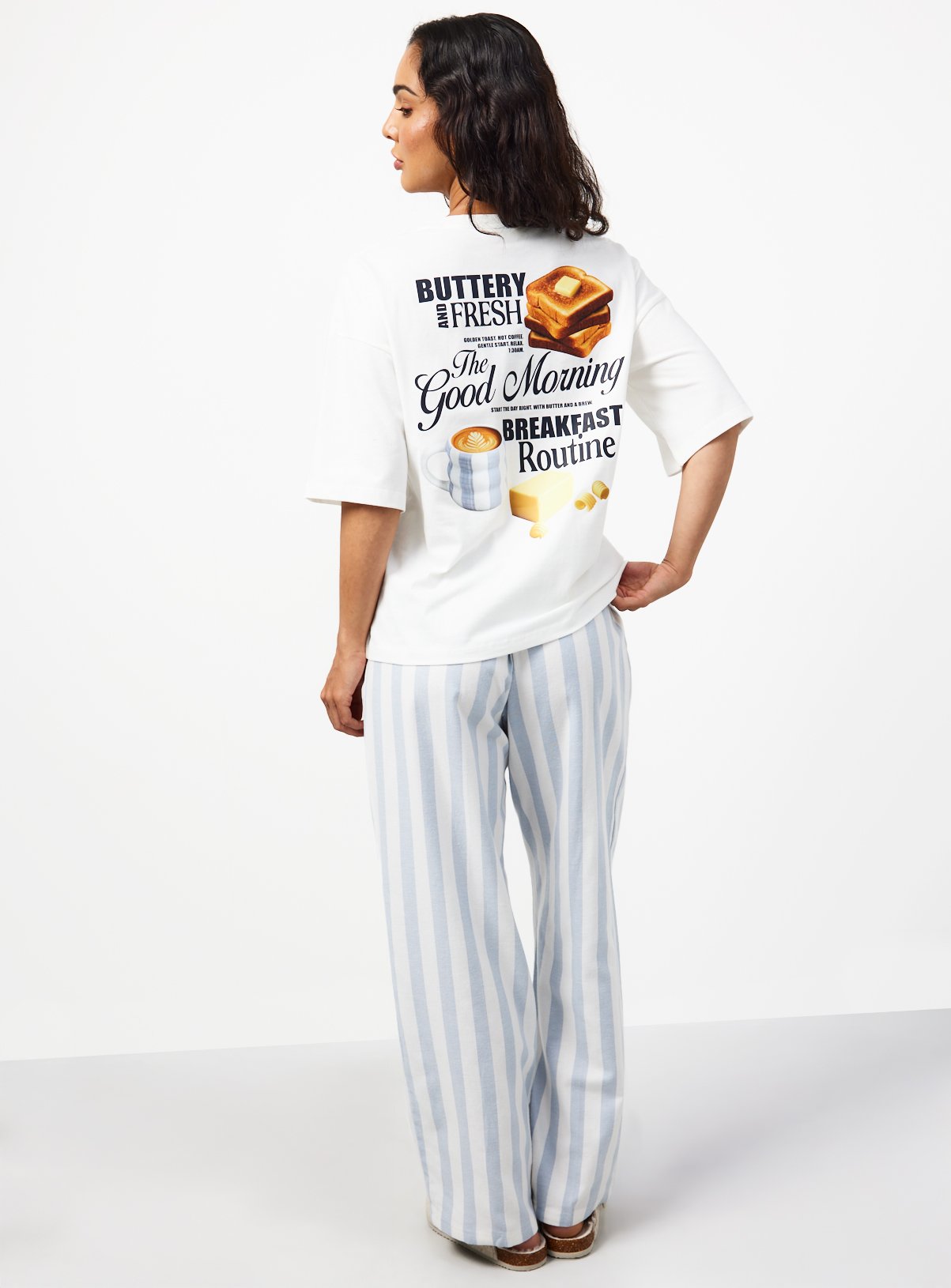 Buttery Toast Logo T-Shirt & Stripe Pyjama Set L - Image 4 thumbnail
