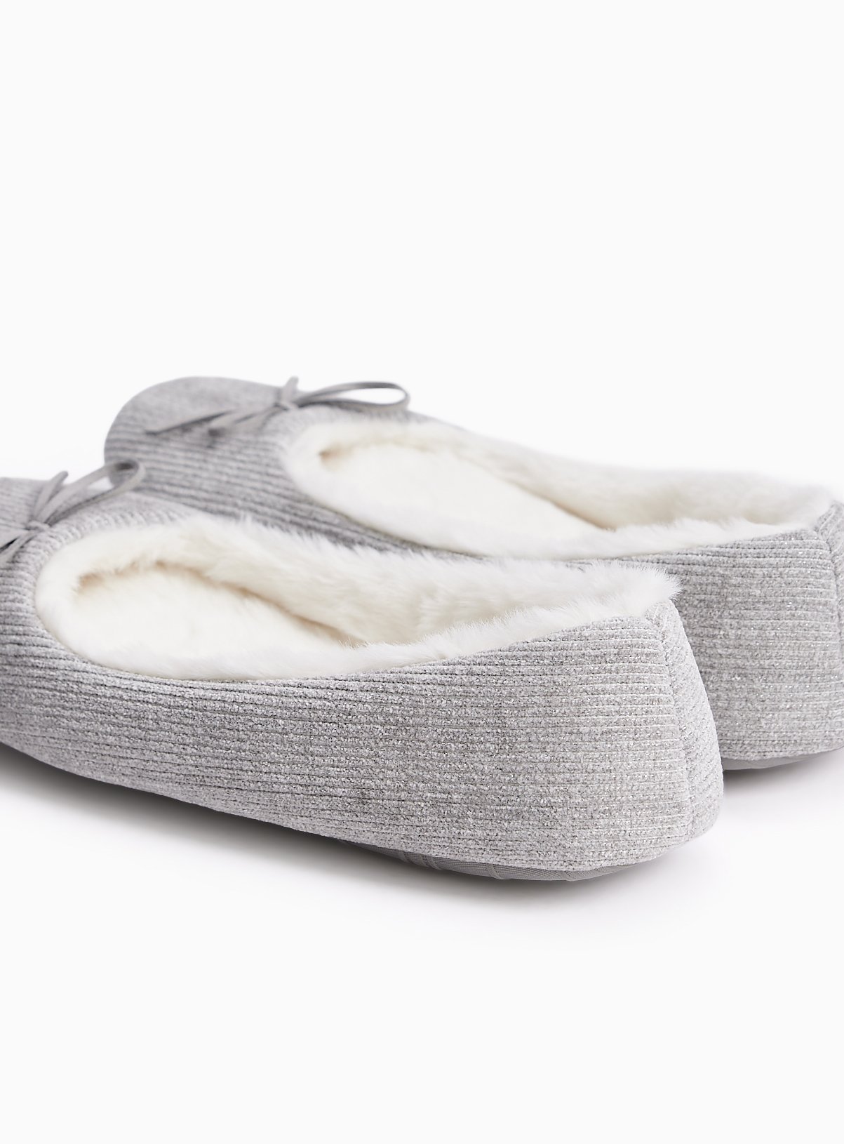 Grey Textured Sparkle Ballerina Slippers 7 - Image 3 thumbnail