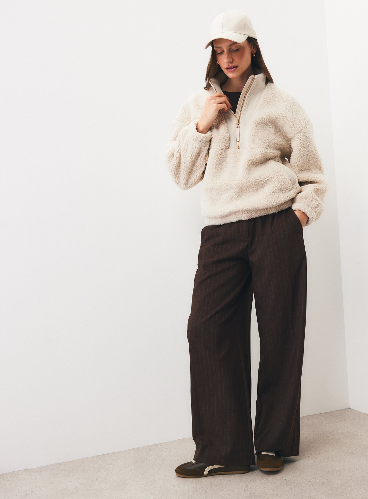 Cream Borg Fleece Half-Zip Jacket XXL - Image 2 thumbnail