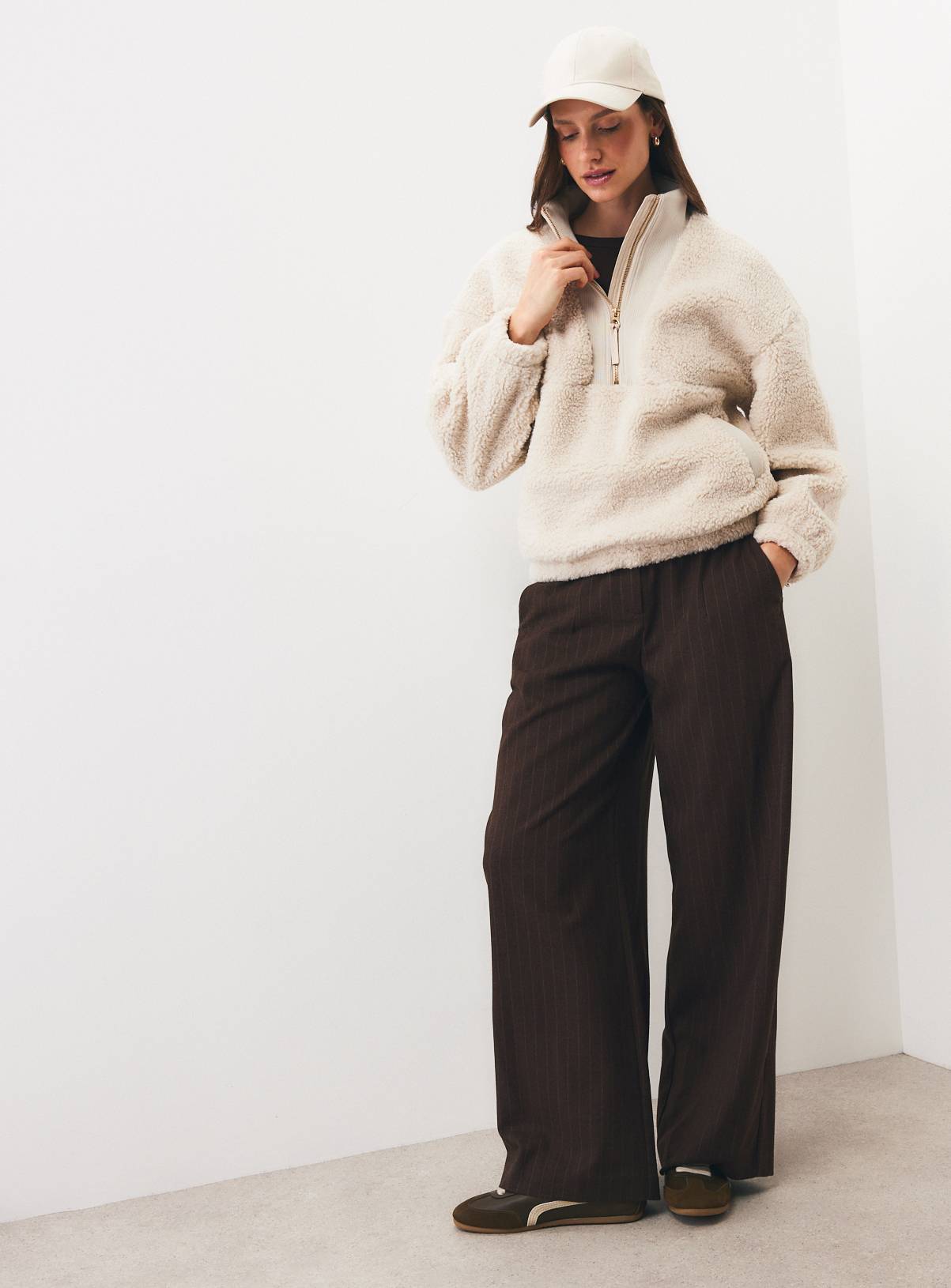 Cream Borg Fleece Half-Zip Jacket XXL - Image 2