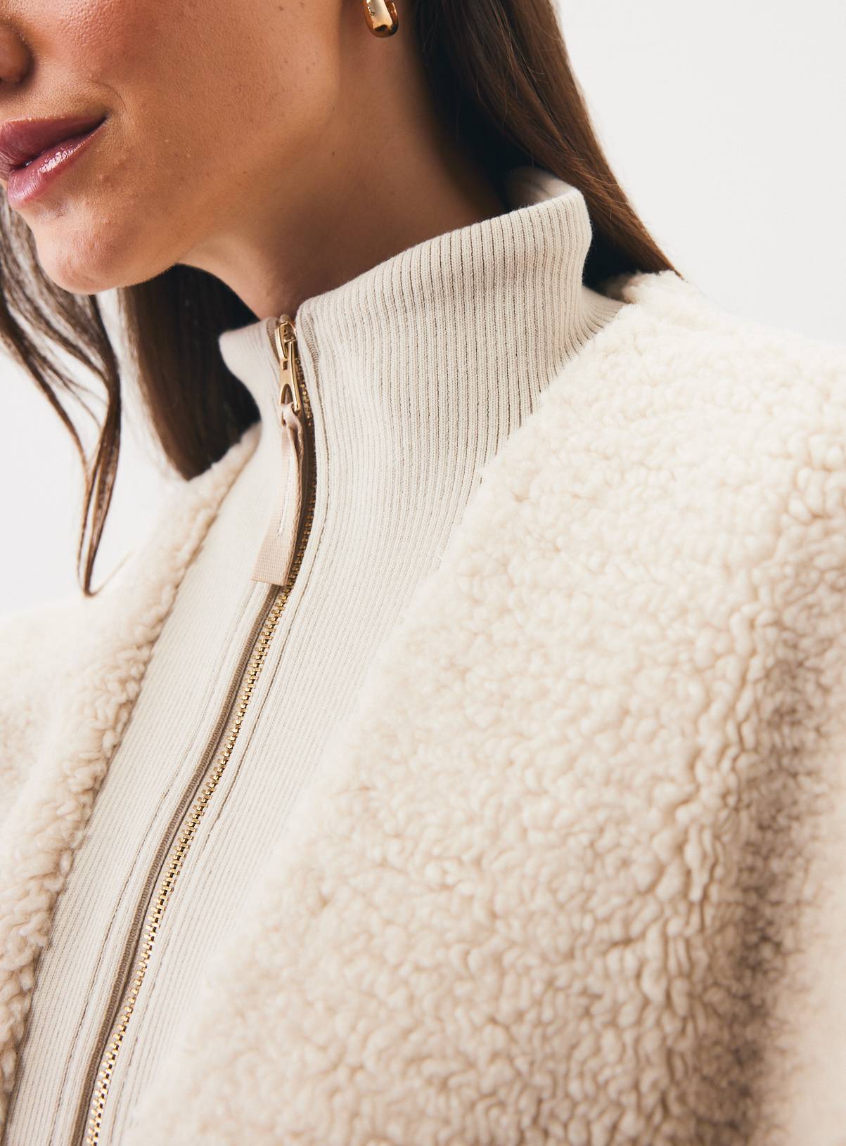 Cream Borg Fleece Half-Zip Jacket XXL - Image 3