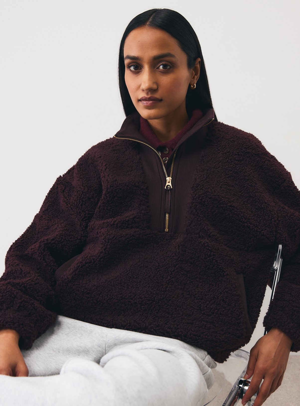 Plum Borg Fleece Half-Zip Jacket XXL - Image 3 thumbnail