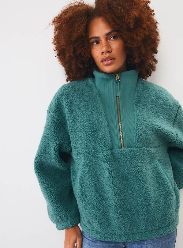Teal Borg Fleece Half-Zip Jacket L