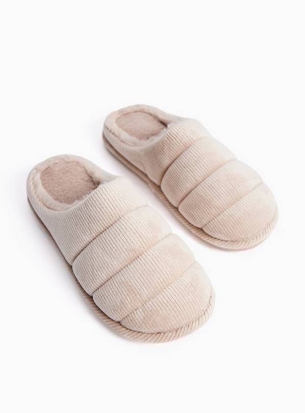 Stone Rib Velour Mule Slippers L