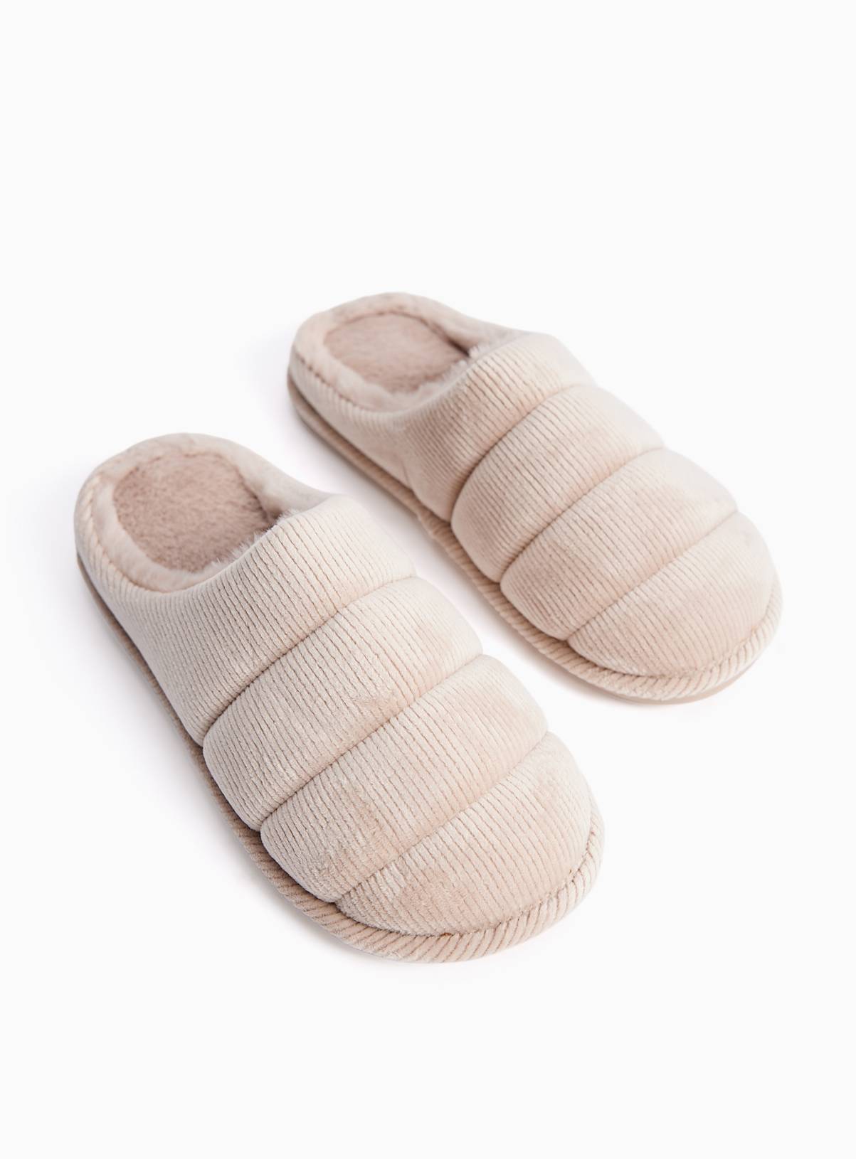 Stone Rib Velour Mule Slippers L - Image 1