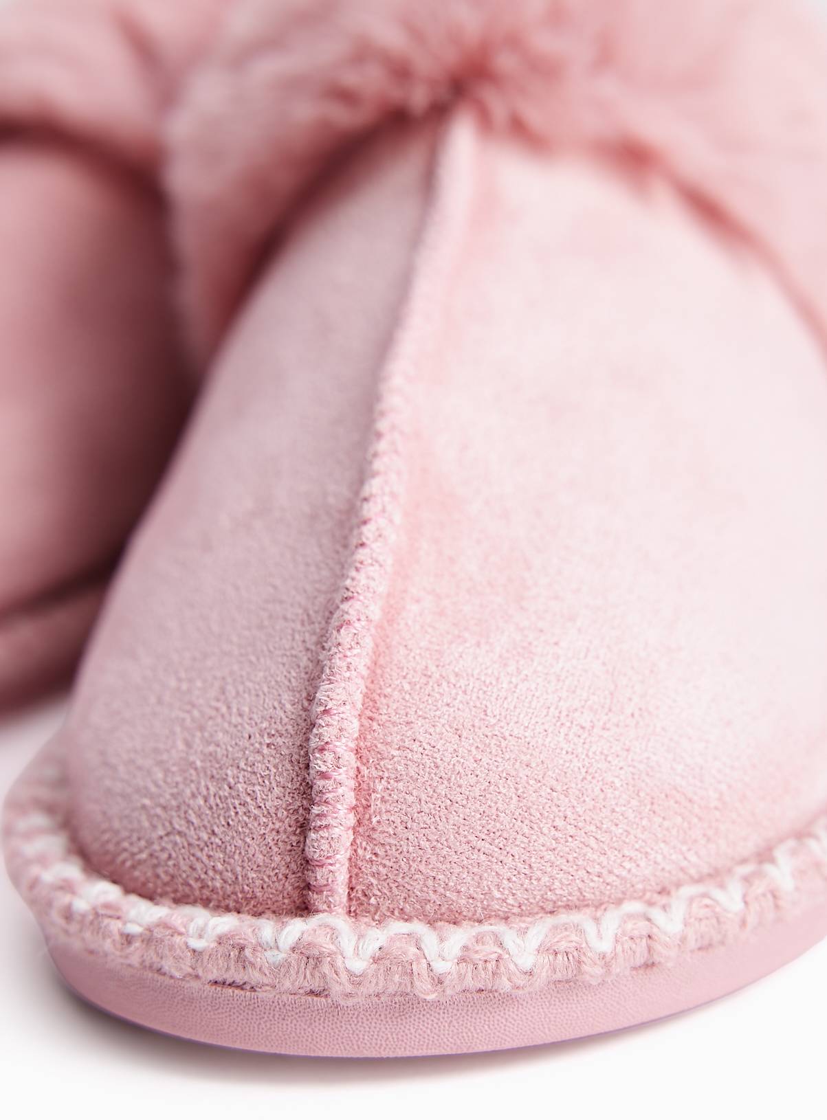 Pink Faux Fur Trim Mule Slippers L - Image 3