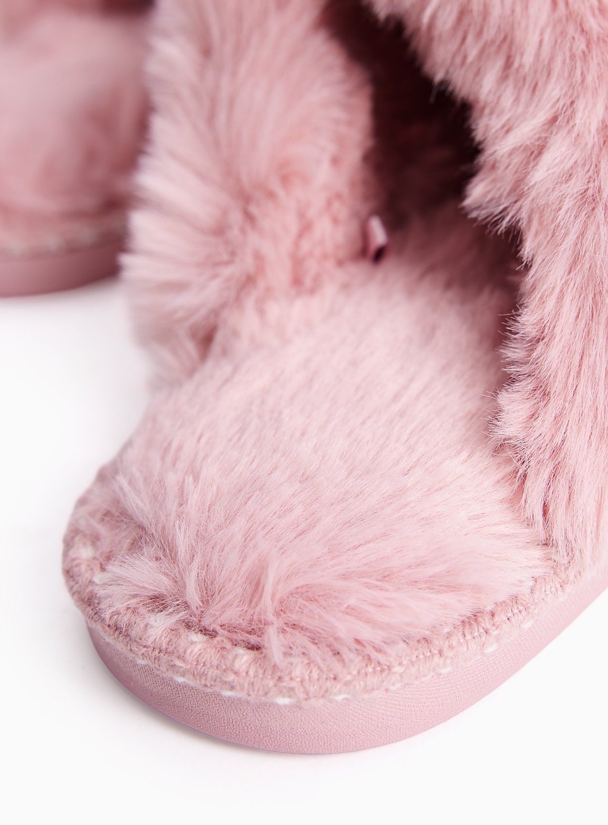 Pink Faux Fur Trim Mule Slippers L - Image 4 thumbnail