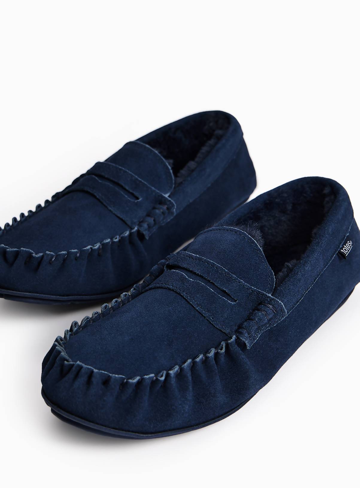 Navy Suede Moccasin Slippers 7 - Image 2
