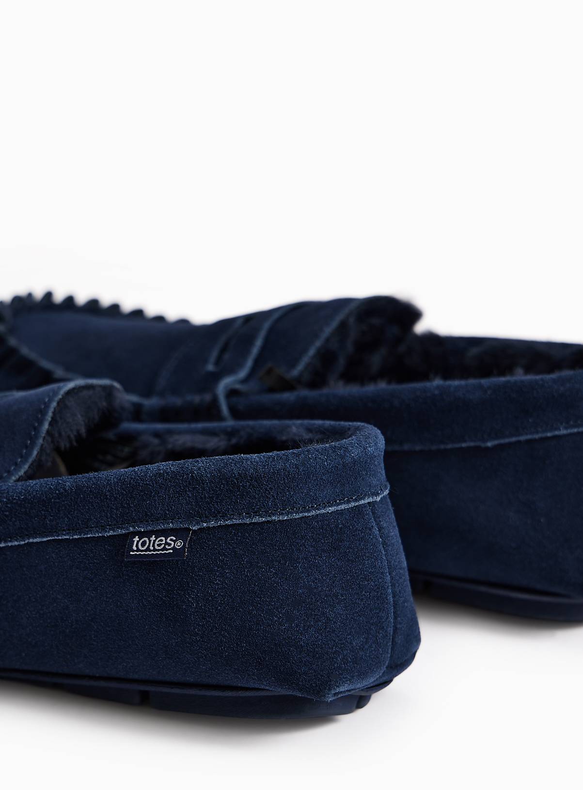 Navy Suede Moccasin Slippers 7 - Image 4