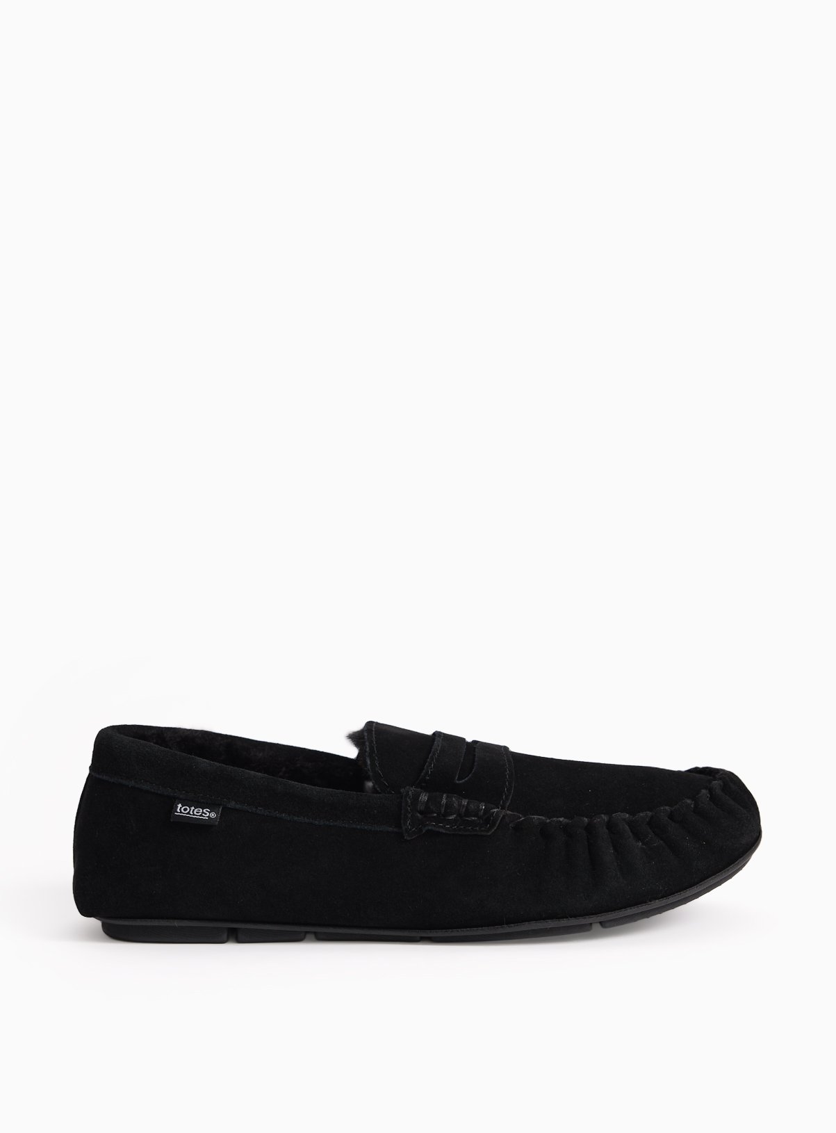 TOTES Black Suede Moccasin Slippers 7 - Image 2 thumbnail
