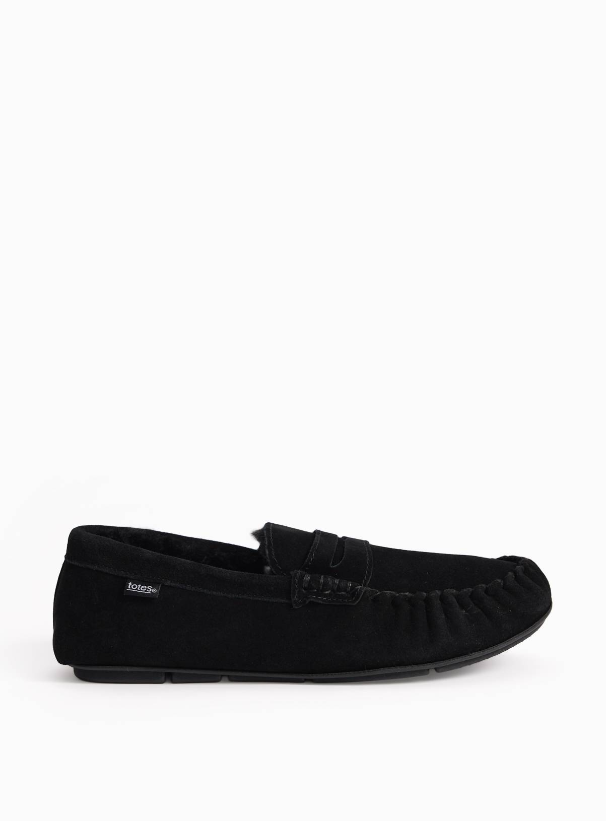 TOTES Black Suede Moccasin Slippers 7 - Image 2