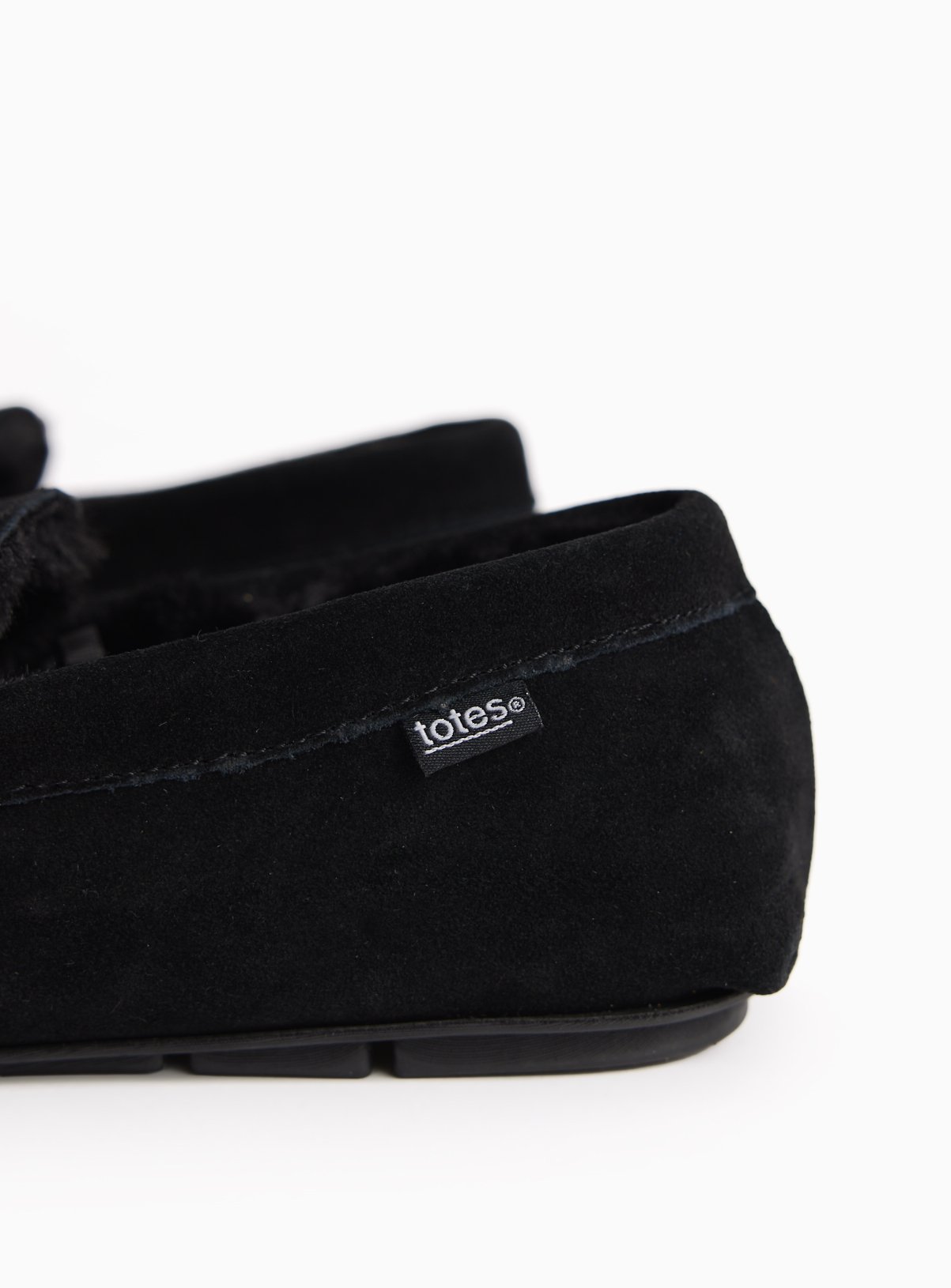 TOTES Black Suede Moccasin Slippers 7 - Image 4 thumbnail