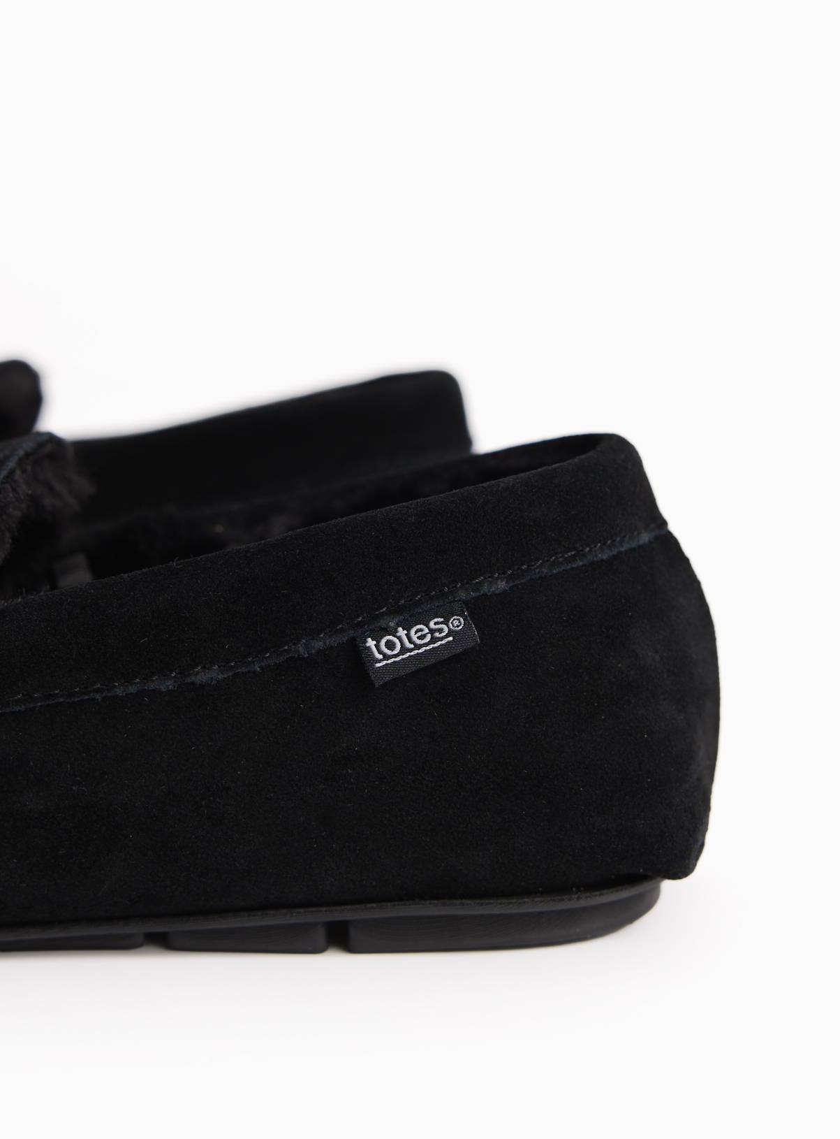 TOTES Black Suede Moccasin Slippers 7 - Image 4