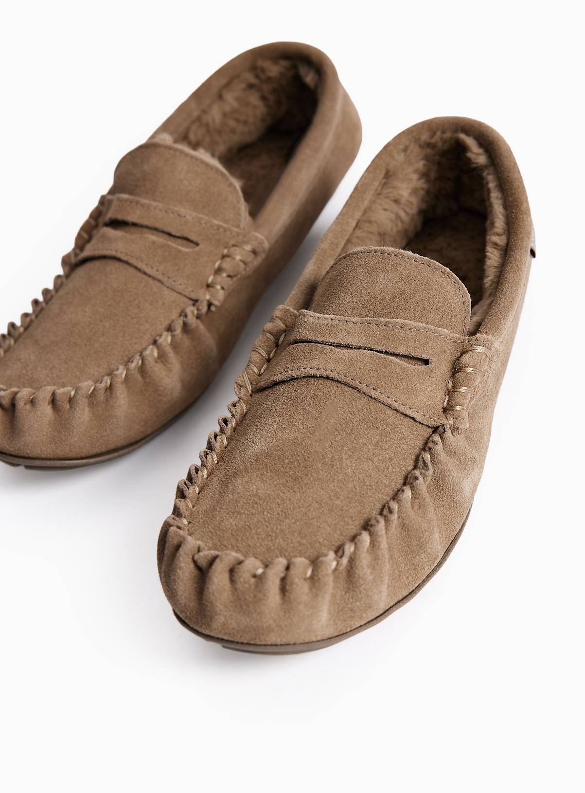 TOTES Taupe Suede Moccasin Slippers 7 - Image 1