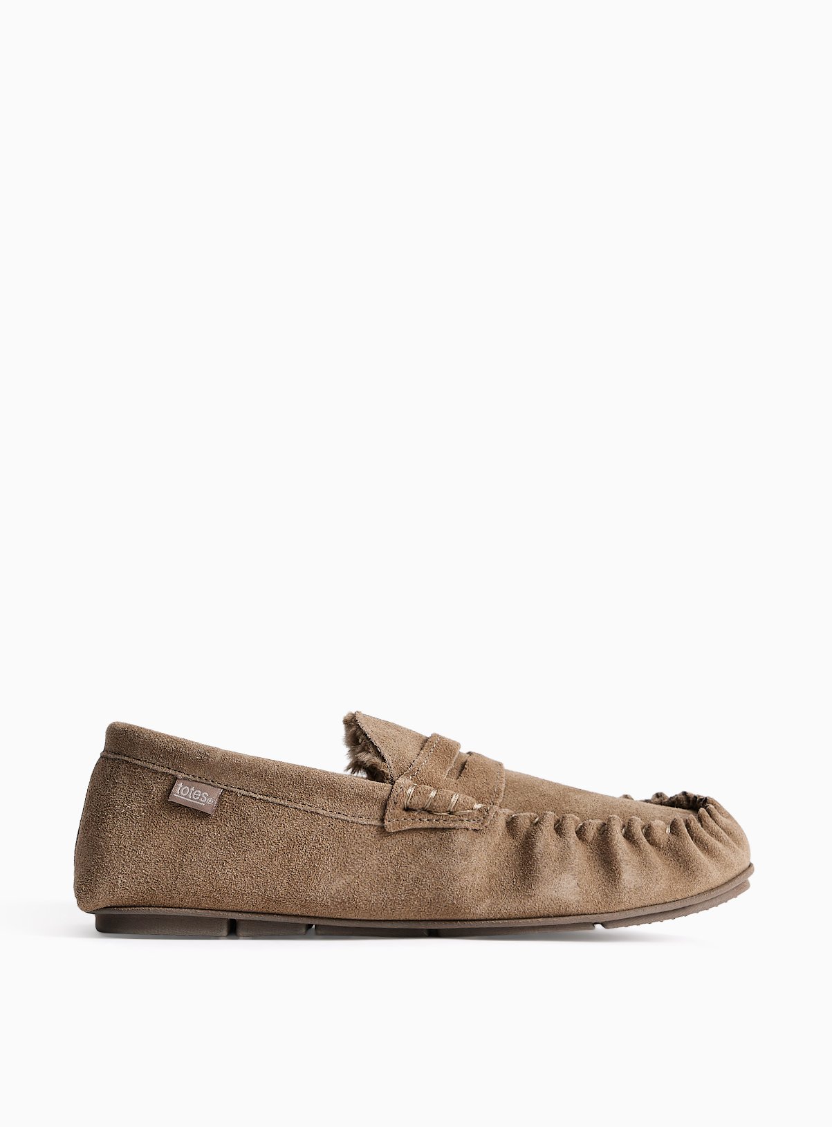 TOTES Taupe Suede Moccasin Slippers 7 - Image 2 thumbnail