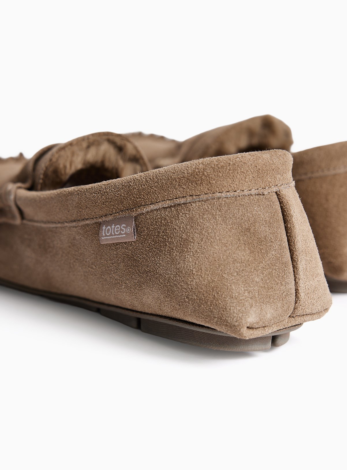 TOTES Taupe Suede Moccasin Slippers 7 - Image 4 thumbnail