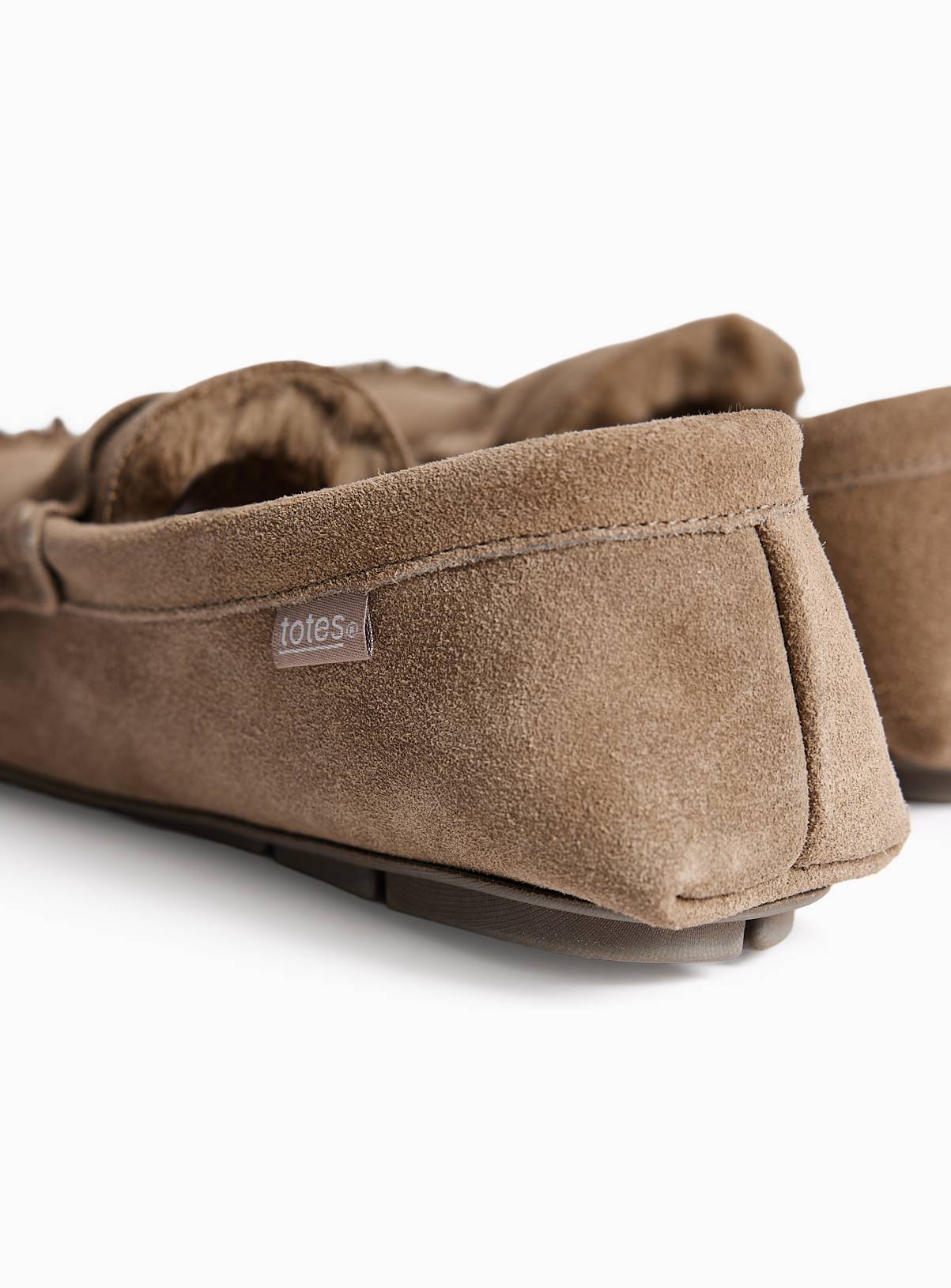 TOTES Taupe Suede Moccasin Slippers 7 - Image 4