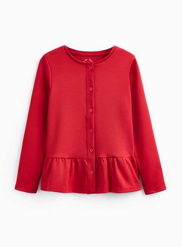 Red Frill Hem Sweat Cardigan 5 years