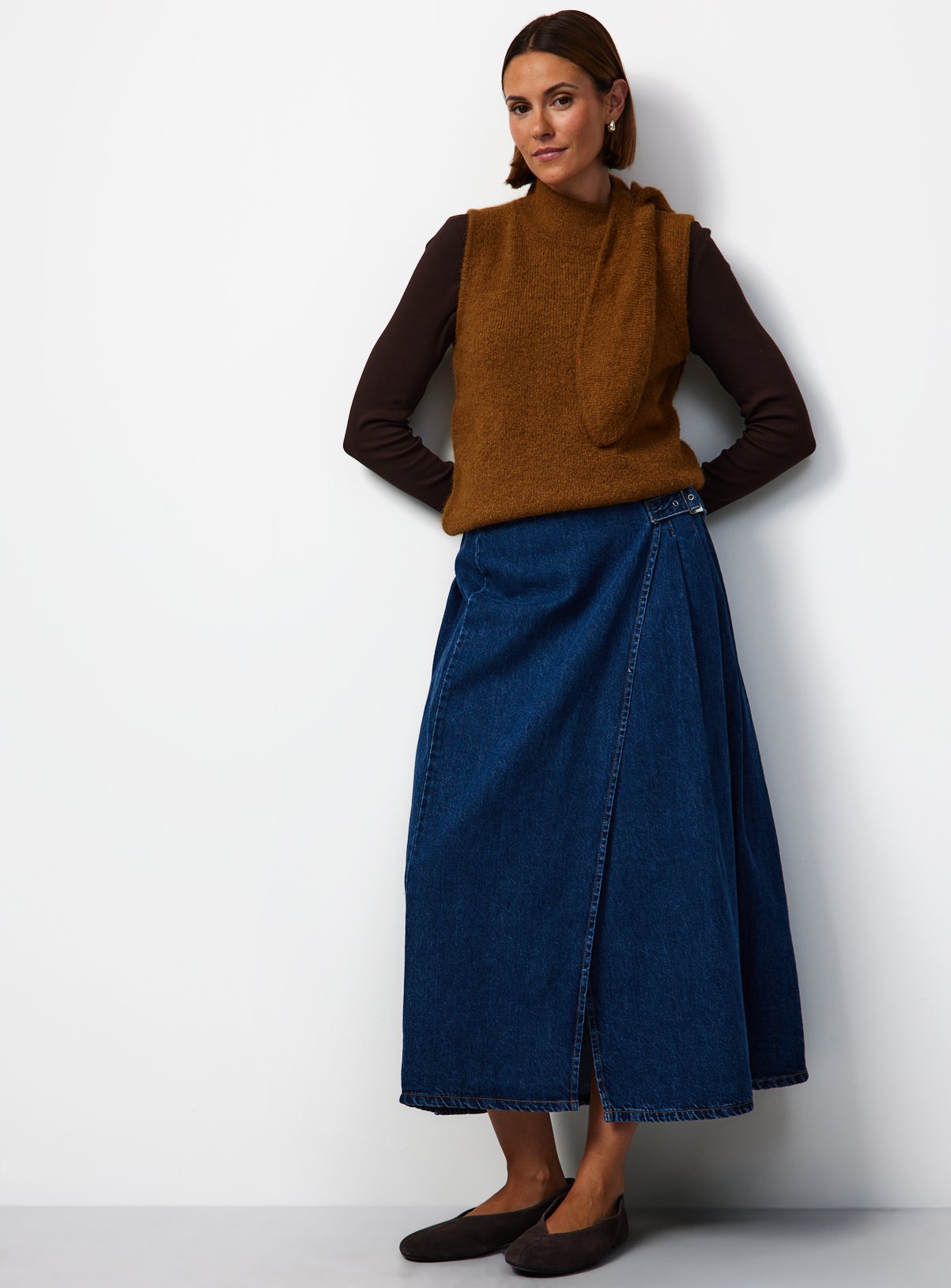 Tan Scarf Vest Knit Top 18 - Image 2 thumbnail