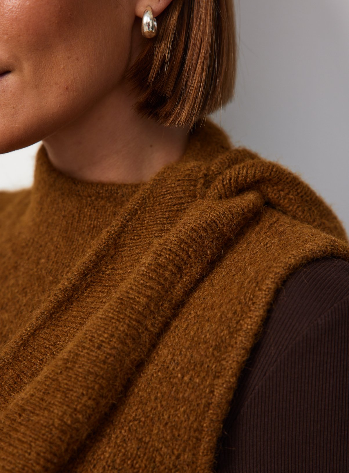 Tan Scarf Vest Knit Top 18 - Image 3 thumbnail