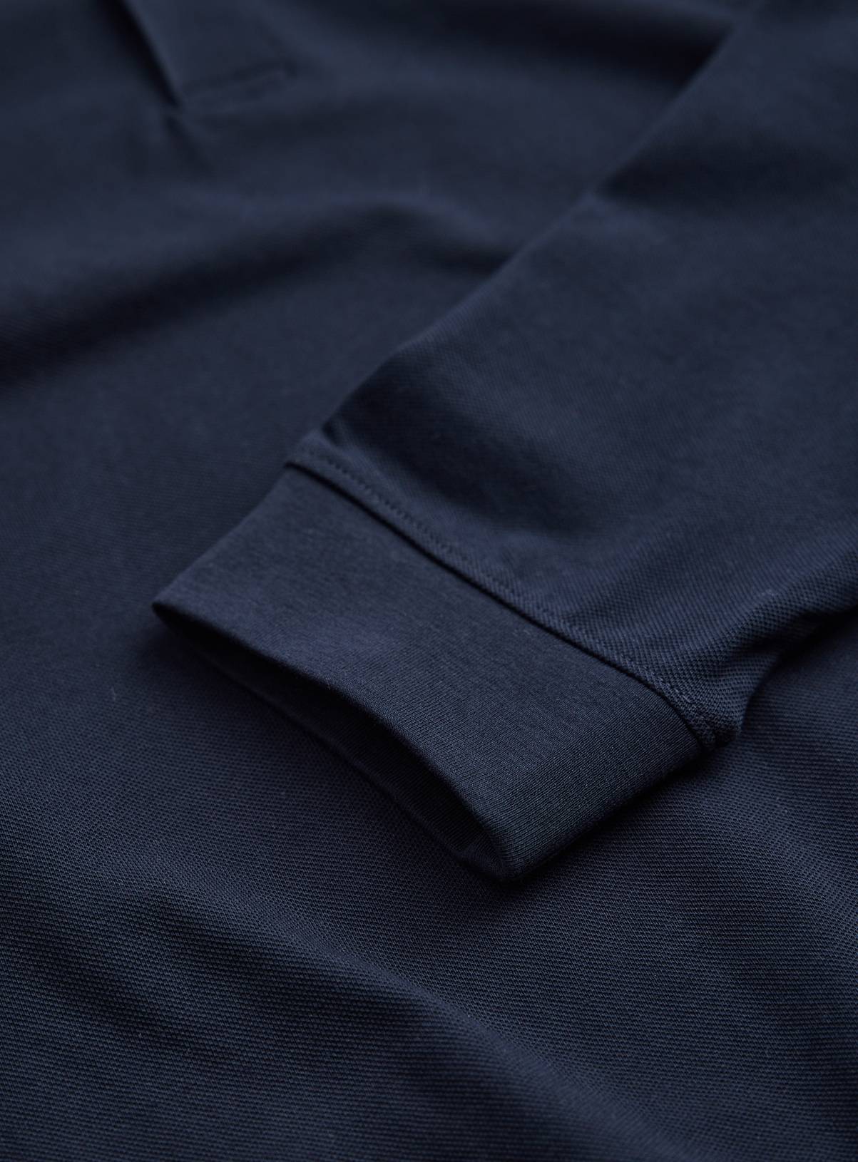 Navy Pique Long Sleeve Polo Shirt XL - Image 4
