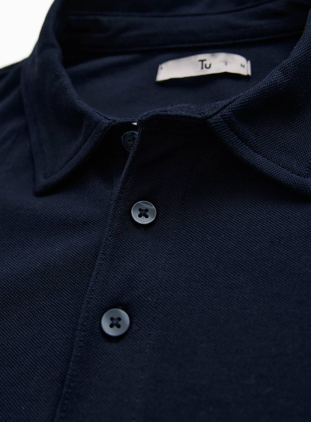 Navy Pique Long Sleeve Polo Shirt XL - Image 5