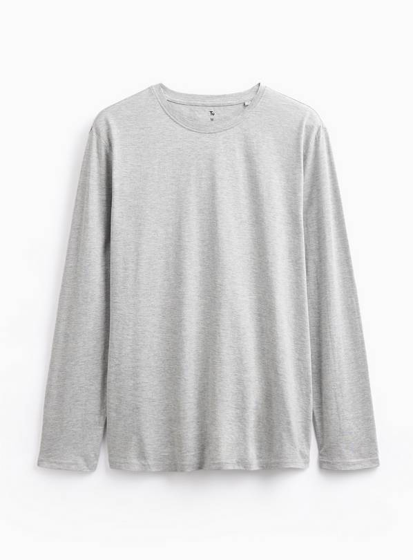 Grey Long Sleeve Regular Fit T-Shirt L
