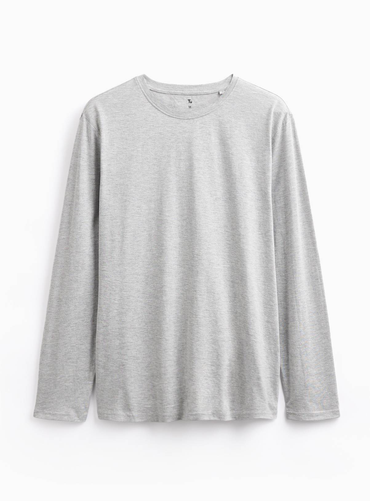 Grey Long Sleeve Regular Fit T-Shirt XL - Image 1
