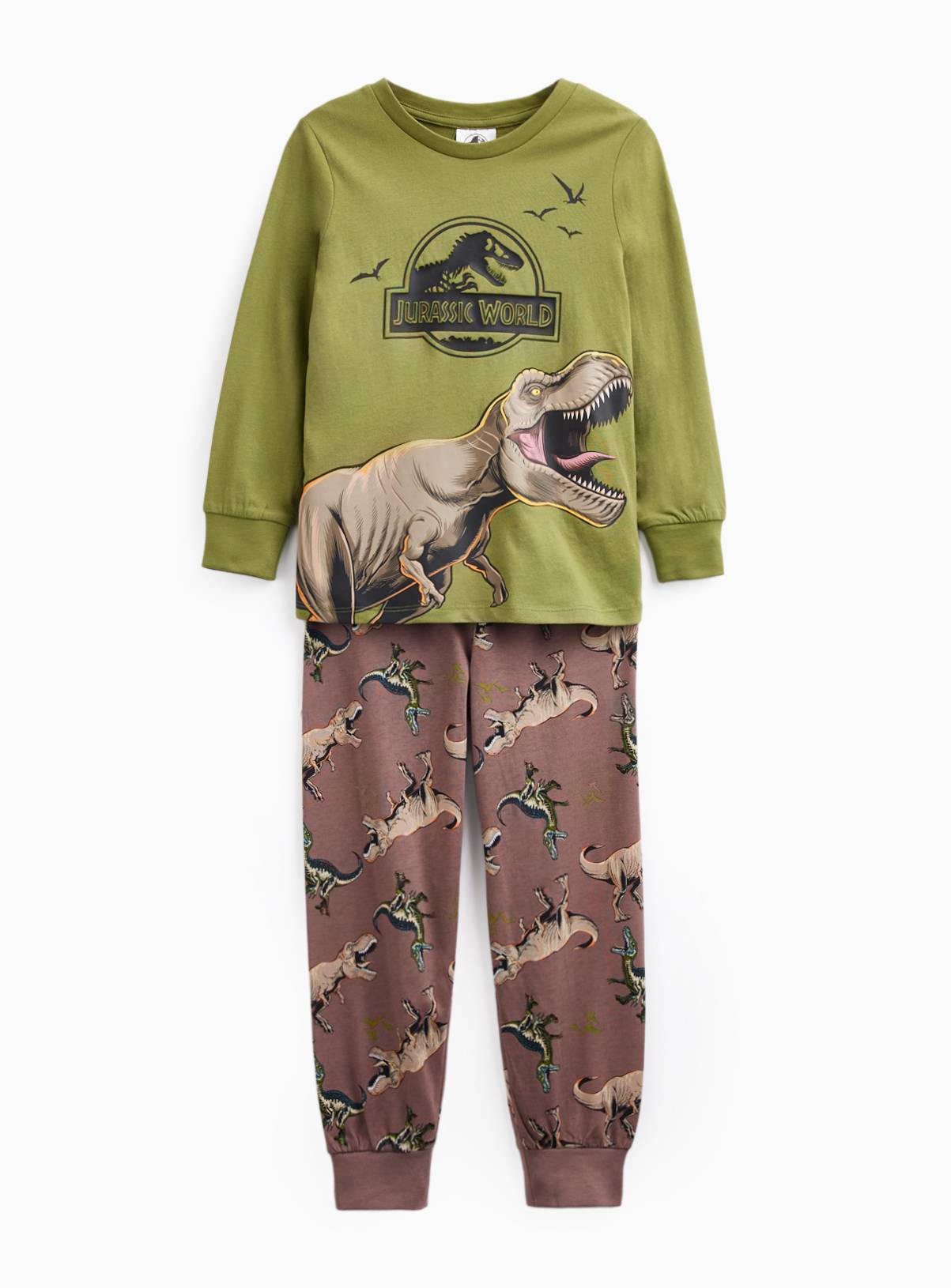 Khaki Jurassic World Pyjama Set 10-11 years - Image 1