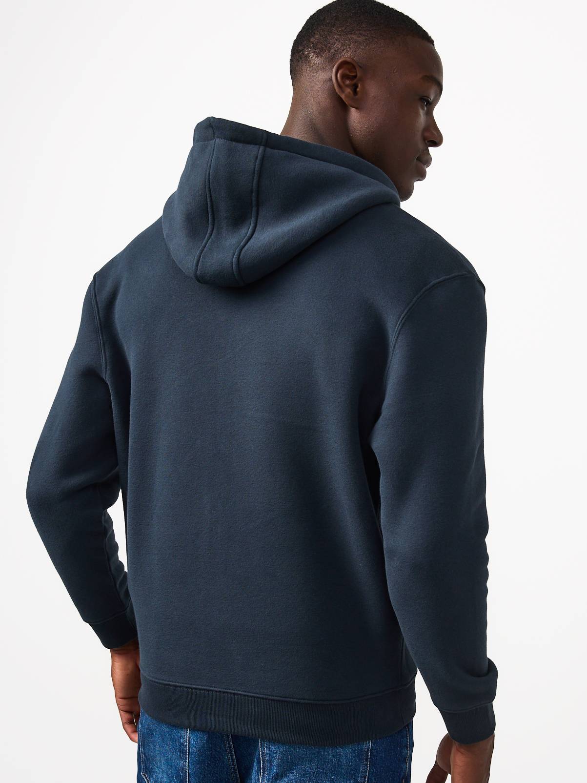 Navy Cotton Rich Zip Through Hoodie M - Image 5