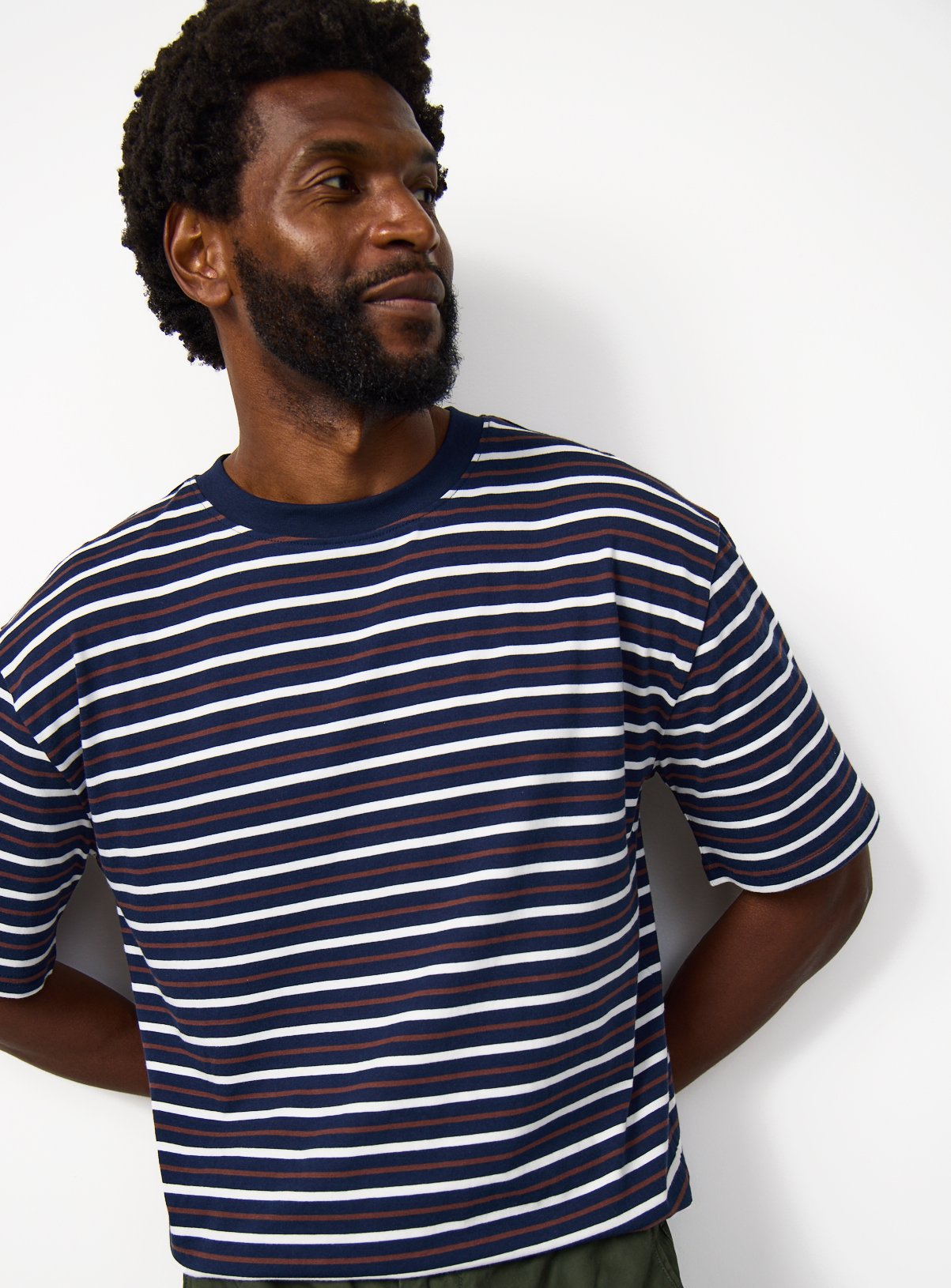 Navy Stripe Print Relaxed Fit T-Shirt XXL - Image 1 thumbnail
