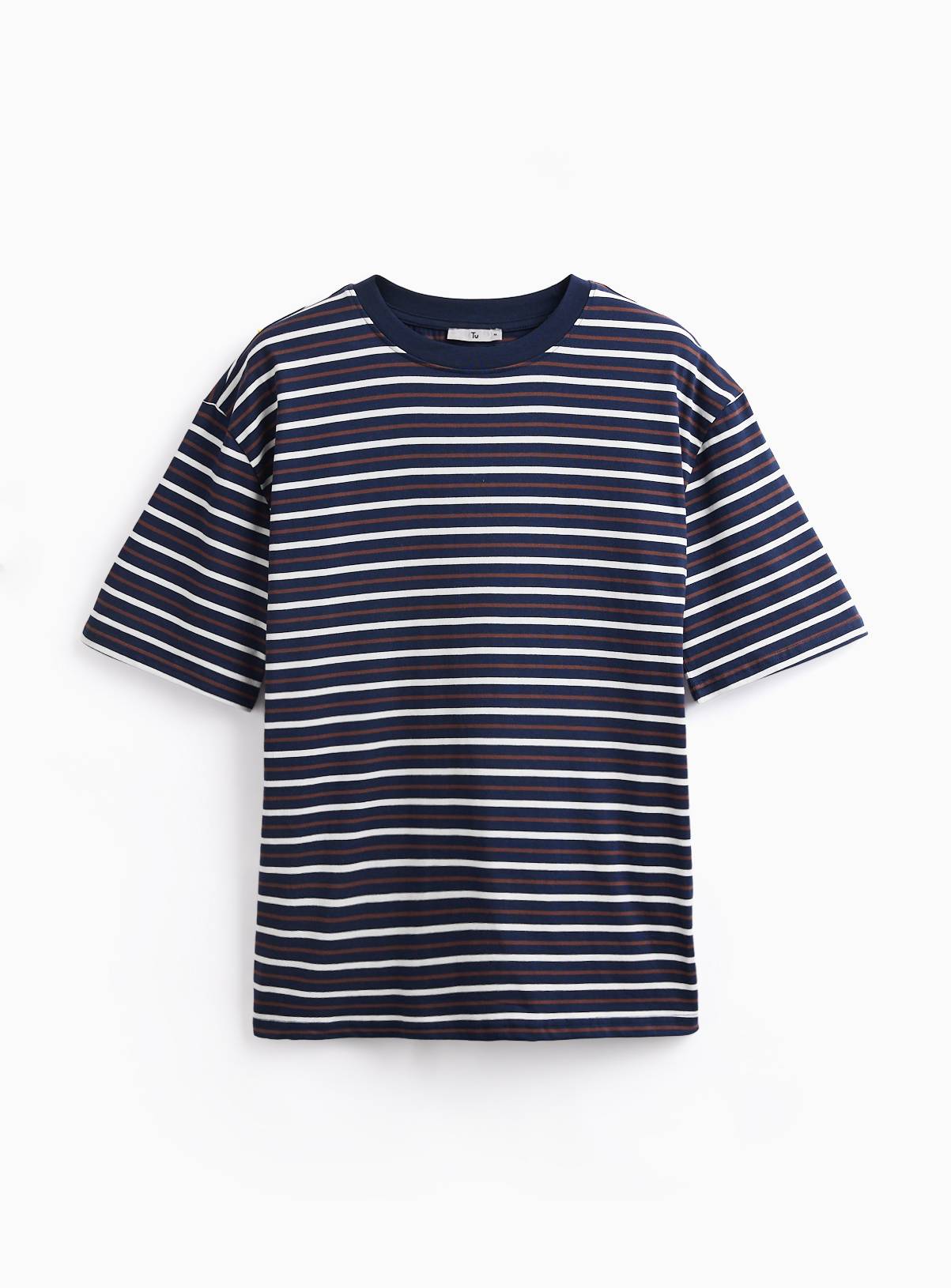 Navy Stripe Print Relaxed Fit T-Shirt XXL - Image 3