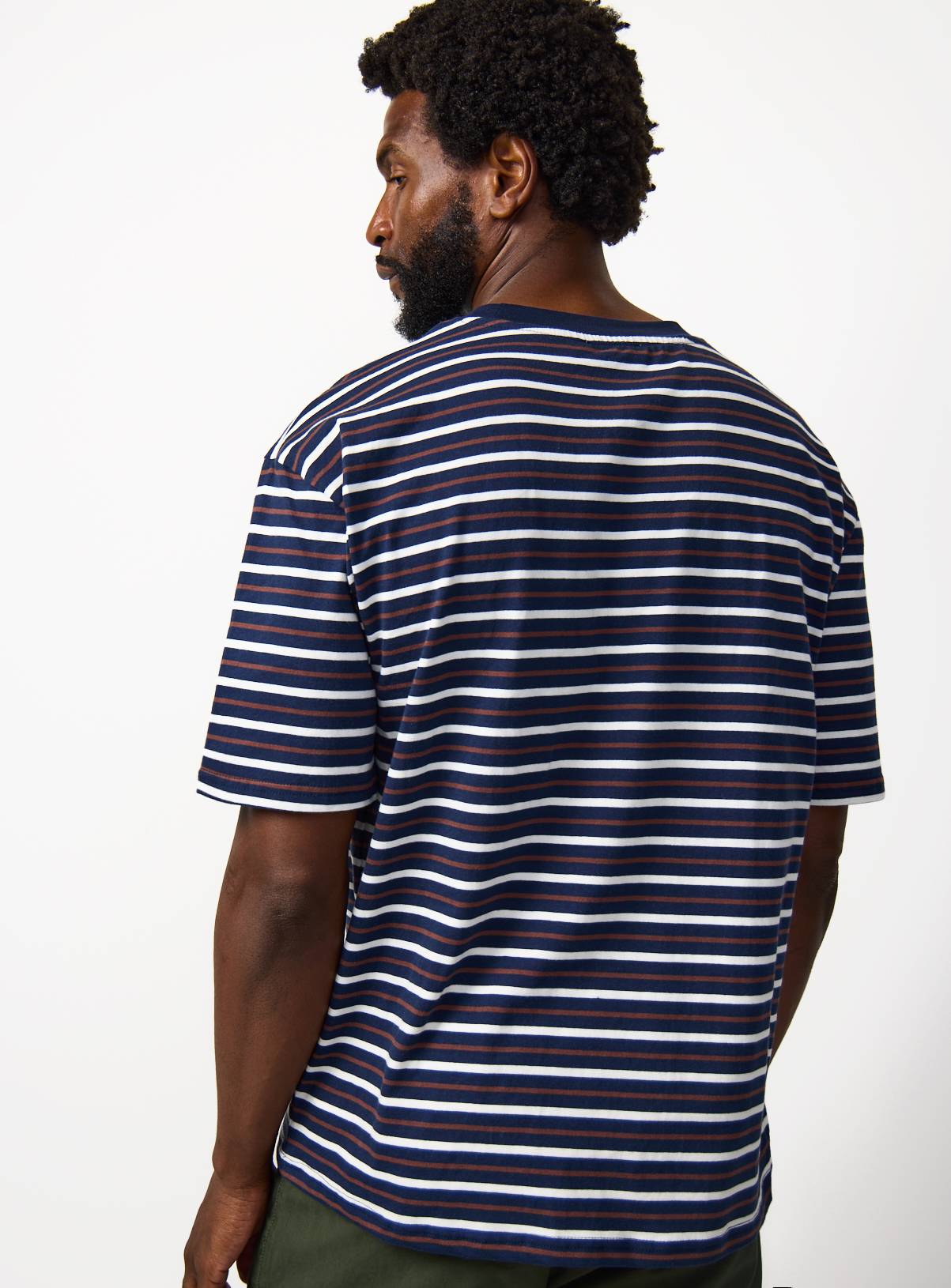Navy Stripe Print Relaxed Fit T-Shirt XXL - Image 5