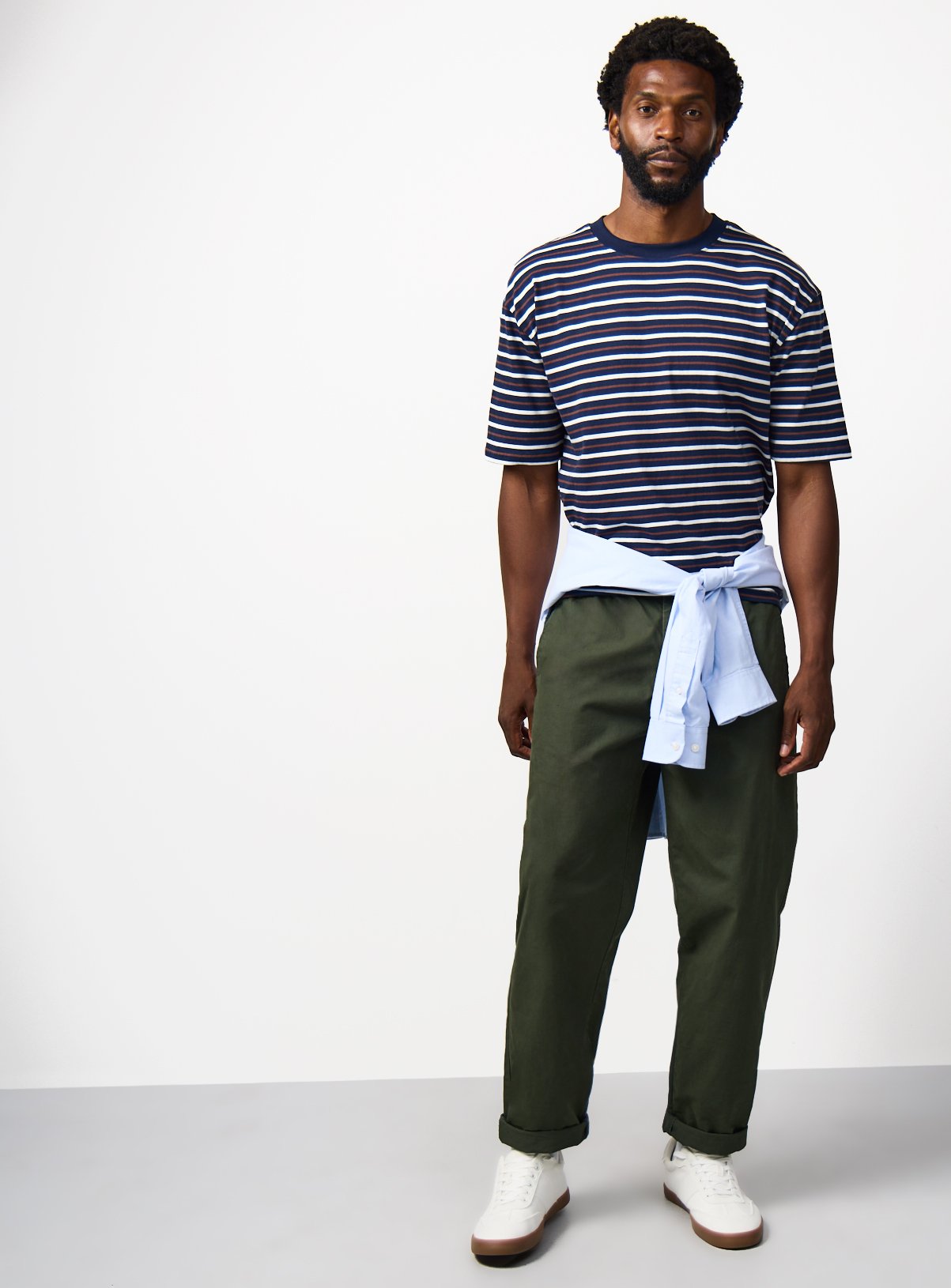 Navy Stripe Print Relaxed Fit T-Shirt XXXL - Image 2 thumbnail